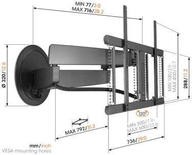 Vogels TVM7675P Pro sw TV-Wandhalter 