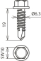 DEHN Bohrschraube mit 6-kant-Kopf 528619 