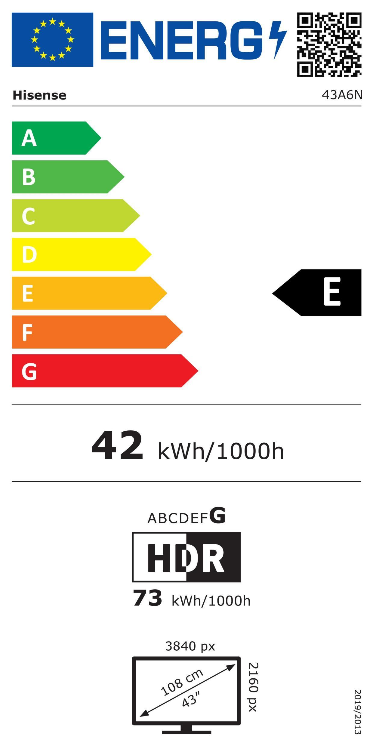 Hisense 43A6N sw LED-TV 