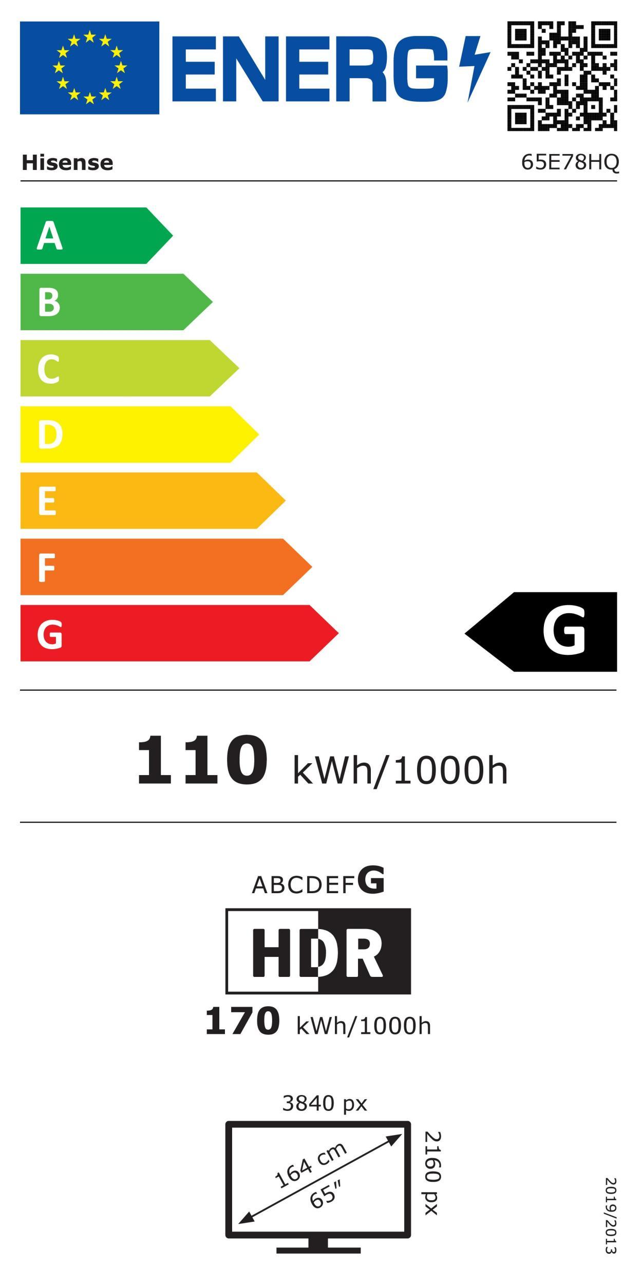 Hisense 65E78HQ sw QLED-TV 