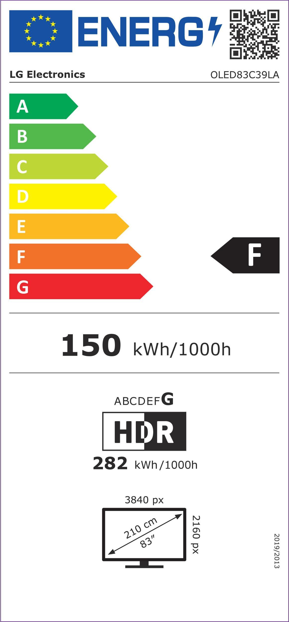 LG OLED83C39LA sw OLED-TV evo 