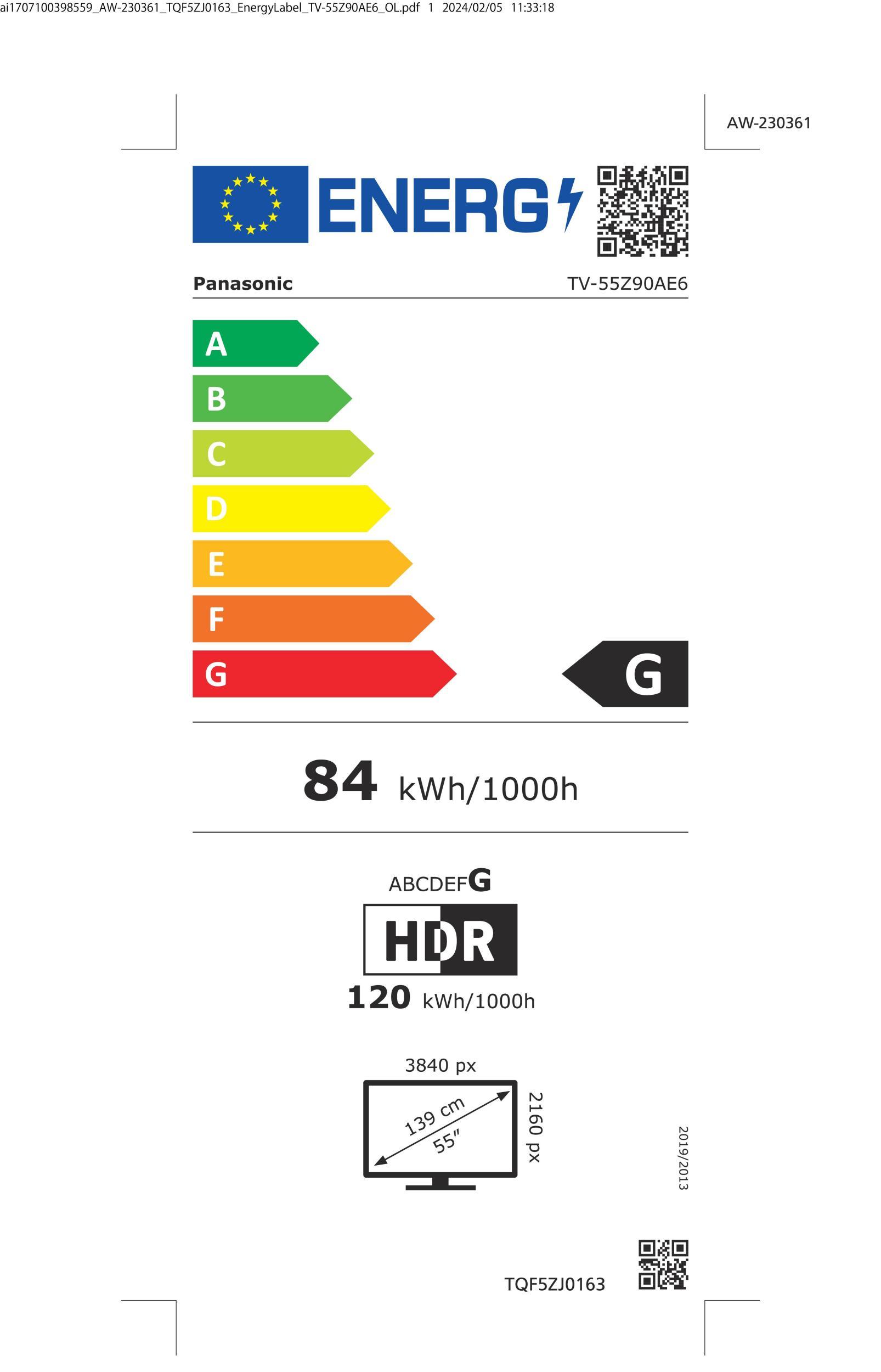 Panasonic TV-55Z90AE6 sw OLED-TV WFexkl 