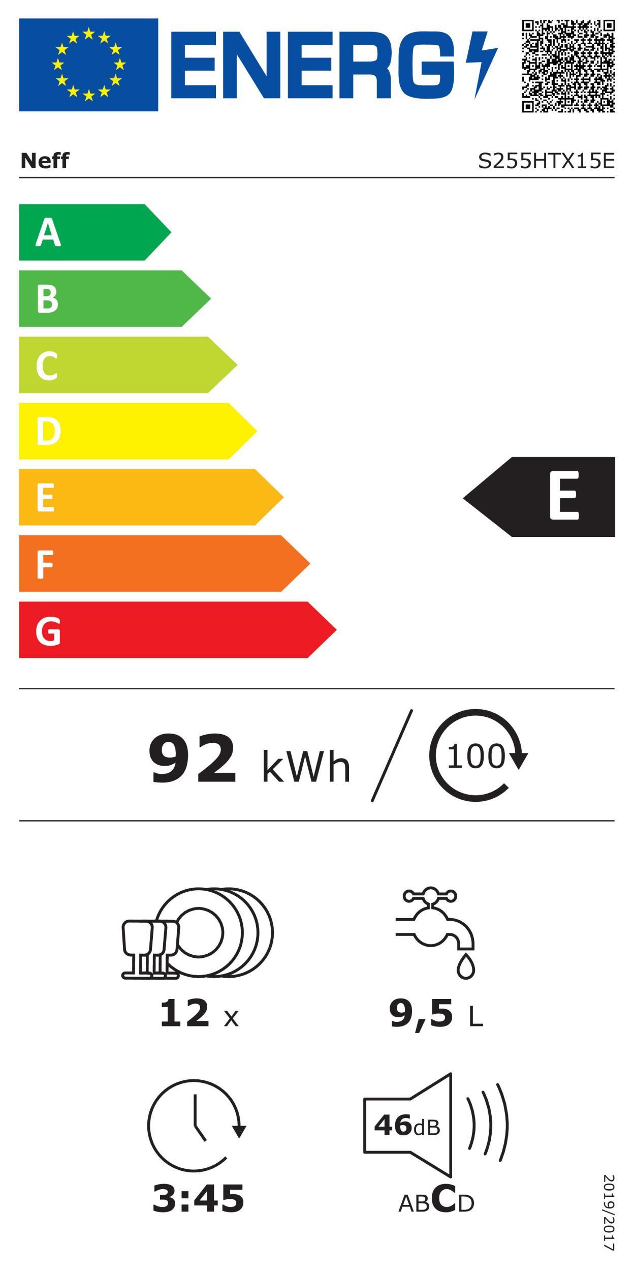 Neff S 255 HTX 15 E EB-Geschirrspüler 