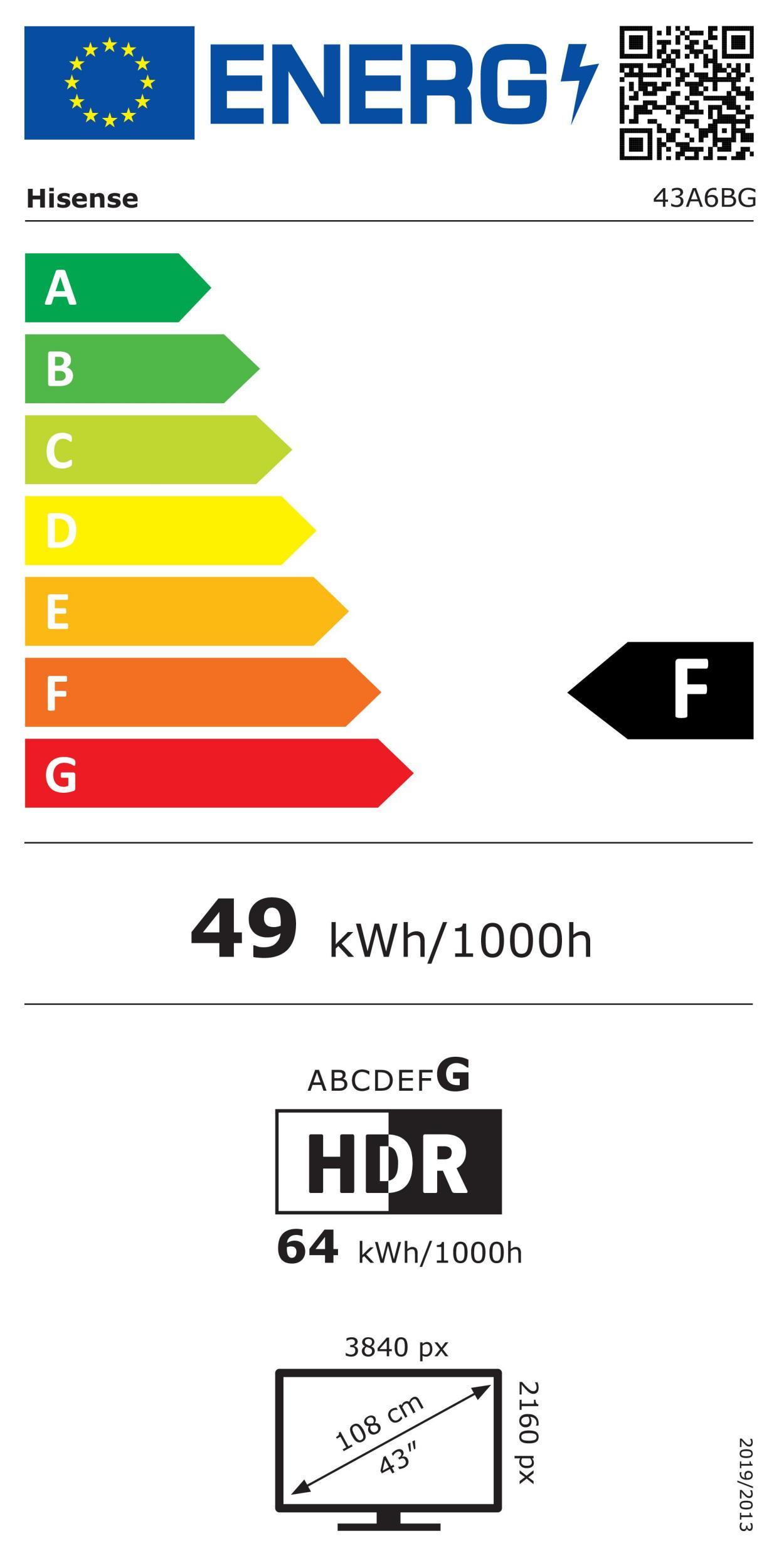 Hisense 43A6BG sw LED-TV 