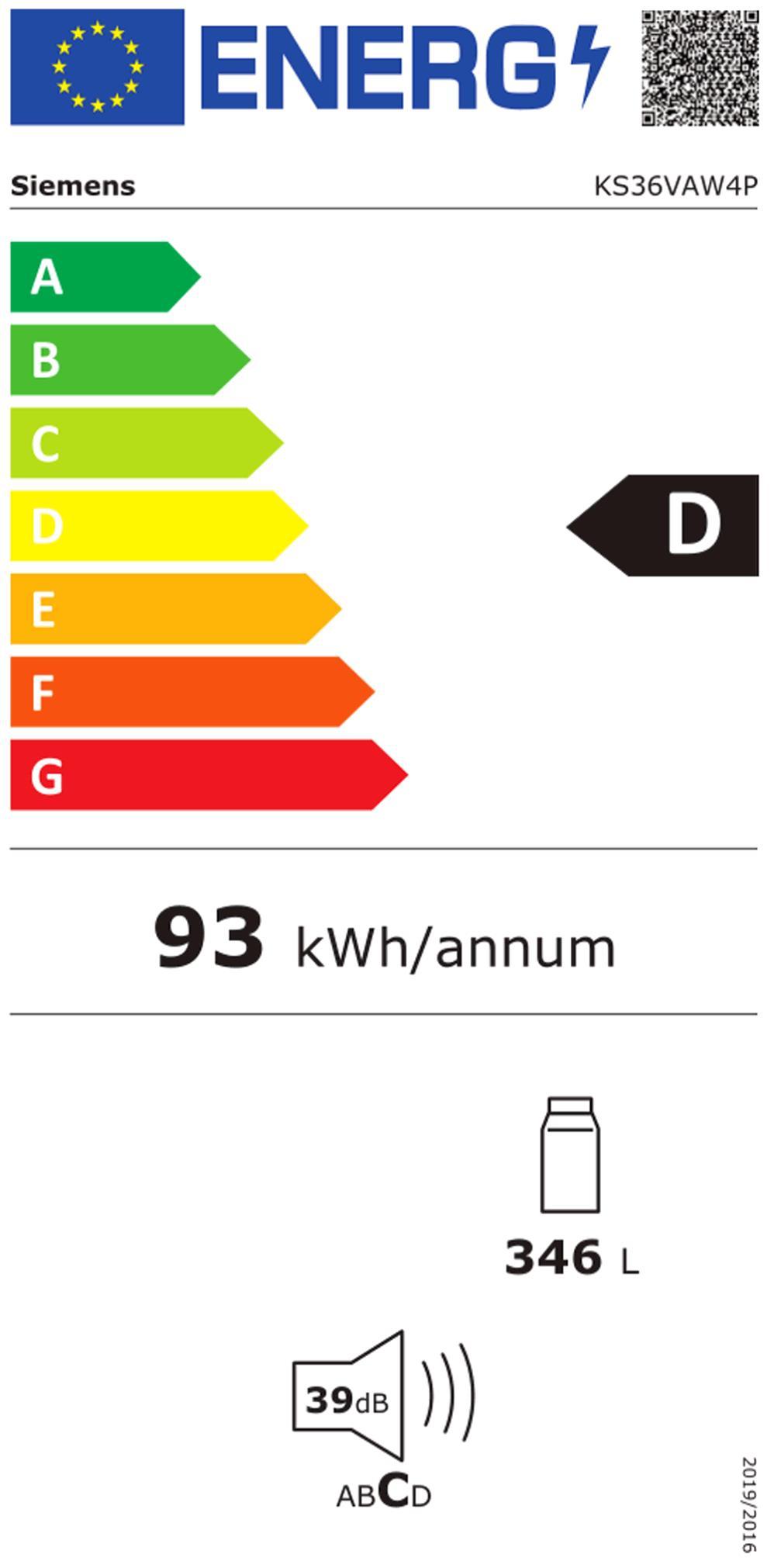 SIEMENS KS 36 VAW 4P ws Standkühlschrank 