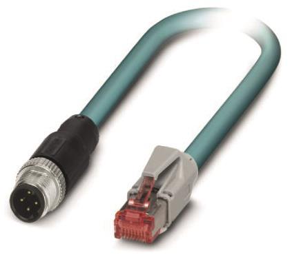 PHOENIX CONTACT M12 / RJ45 Netzwerk Anschlusskabel CAT 5, CAT 5e SF/UTP 0.50 m Blau mit Rastnasensch