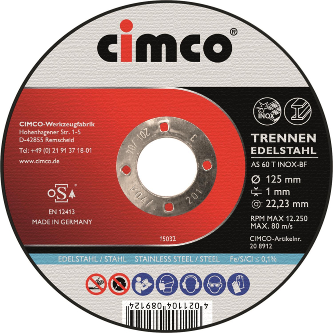 CIMCO 208912 Korund-Trennscheibe Inox 125mm (208912)