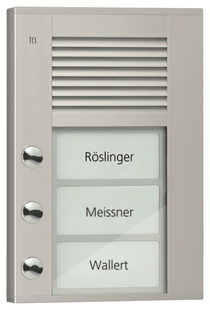 TCS AG TCS Audio Außenstation PDS   PDS03-EN/04 3 Tasten 1-reihig AP silber