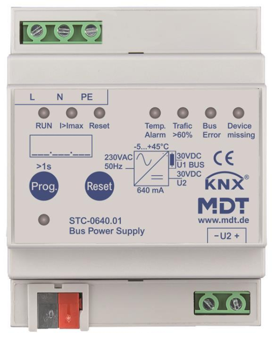 MDT STC-0640.01 Busspannungsversorgung 640mA 4TE REG m.Diagnosefunktion