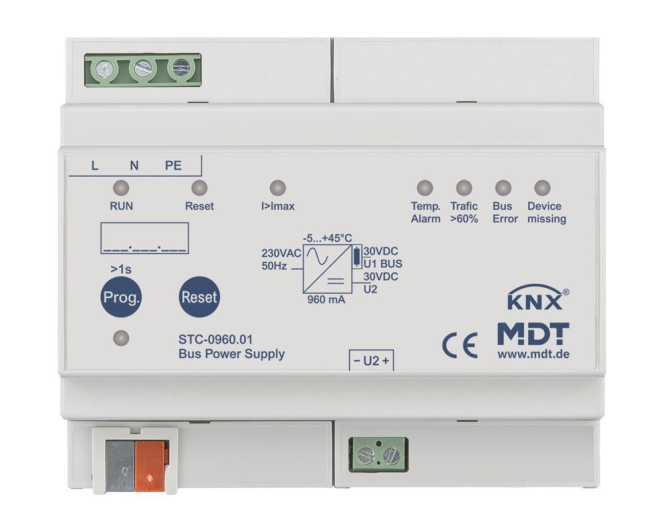 MDT STC-0960.01 Busspannungsversorgung 960mA 6TE REG m.Diagnosefunktion