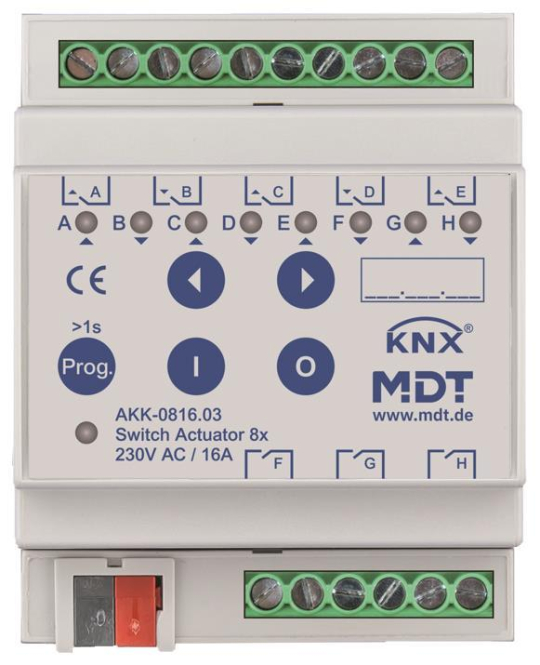 MDT AKK-0816.03 Schaltaktor 8fach 4TE REG 16A 10EVG 230VAC Kompakt