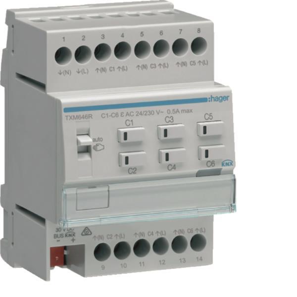 HAGER Heiz.aktor 6f KNX TXM646R easy,m.Regler,24/230V