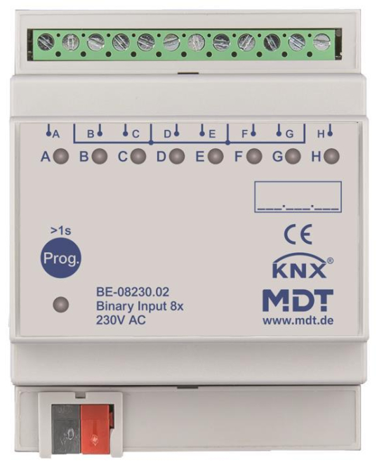 MDT Binäreingang 8-fach 4TE REG Ausführung 230VAC BE-08230.02