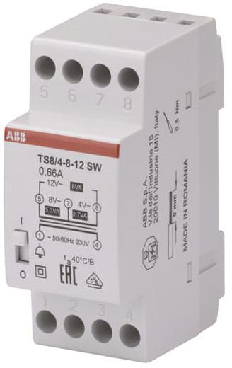 ABB Klingeltransformator TS8/4-8-12SW Eing. 230V Ausg.4-8-12V 0,67A Schw.