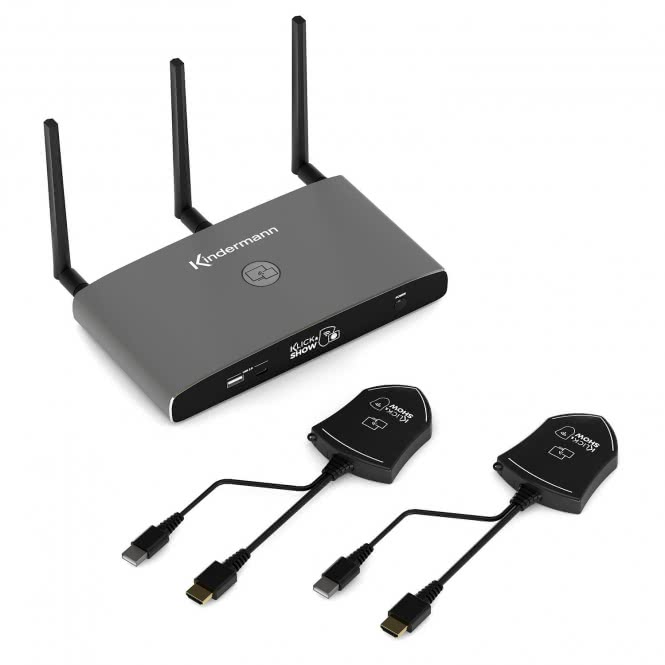 4021565080562 - KLICK & SHOW K-FX HDMI Kit - Drahtlos-Conferencing System - mit 2 HDMI Transmittern - Dongle - Graphit - Aluminium - 3840 x 2160 Pixel - 1280 x 720 (HD 720)1920 x 1080 (HD 1080)3840 x 2160 - 720p1080p2160p (WMB-P245+WMT-H)